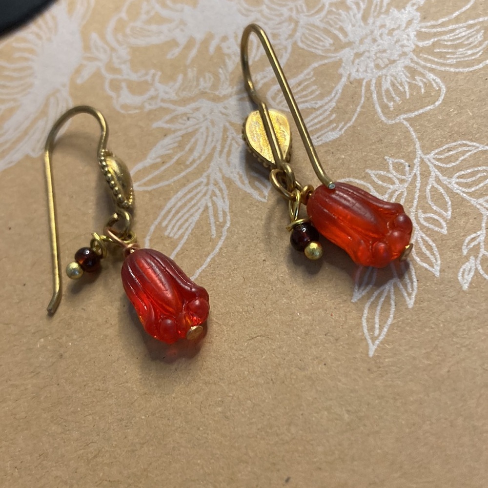 Red Art Deco Earrings